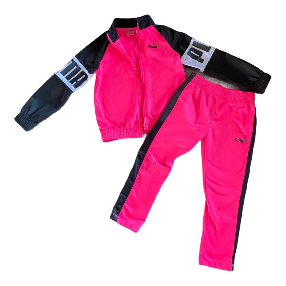 Hot Pink and Black Puma sweatsuit